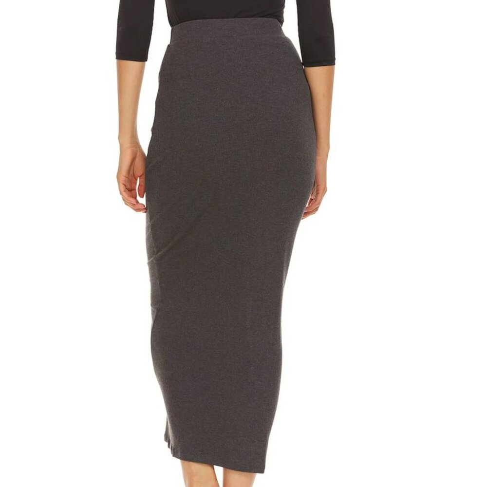 (M) NWT STRETCHY RIBBED TAN BODYCON PENCIL SKIRT - Picture 2 of 3